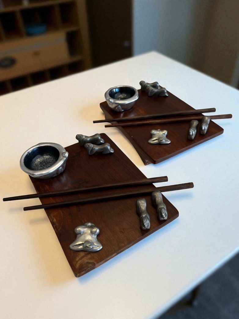 Top view of the full sushi set for two
