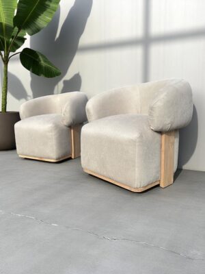 Earth and Era oak lounge chairs South Africa pair front