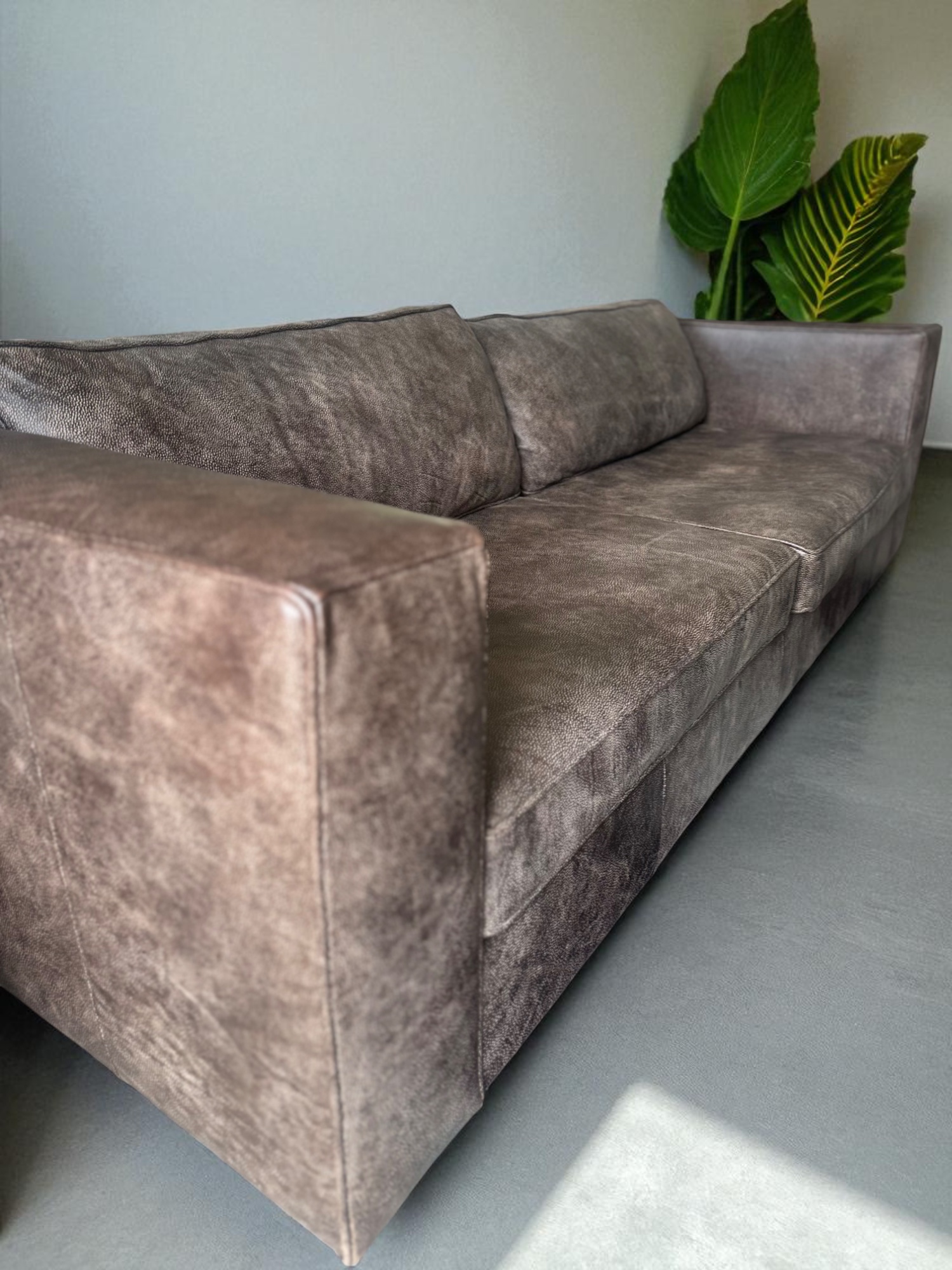 Deep-seated modern leather sofa by @home