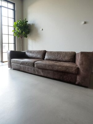 Premium genuine leather 3-seater sofa – front angle