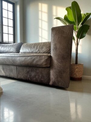 IMG_4195-Photoroom Contemporary genuine leather 3-seater sofa with plant decor