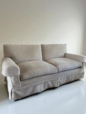 Grey corduroy 3-seater sofa with removable slipcovers