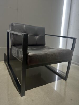 Earth & Era Genuine Leather Pair of Solid Steel Chairs – high-end front view