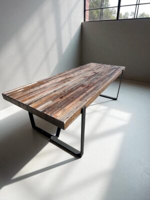 @home 2.4m rectangular dining table with rustic finish