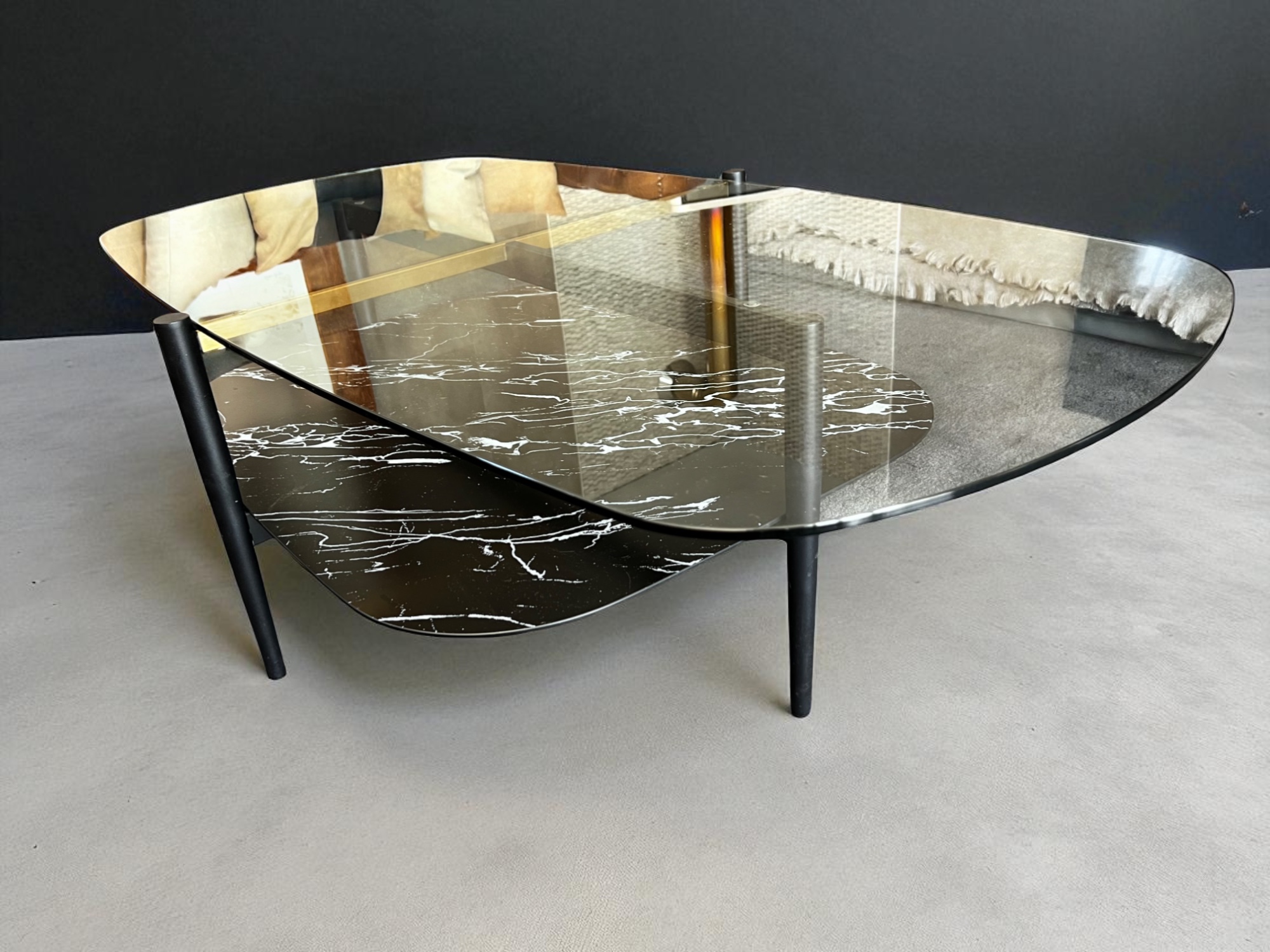 KARE Design Nobalese Oblong Glass & Marble-Effect Coffee Table - Image 2