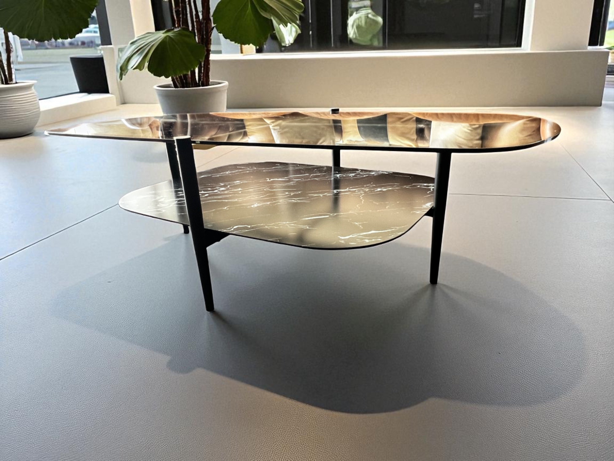 KARE Design Nobalese Oblong Glass & Marble-Effect Coffee Table - Image 4