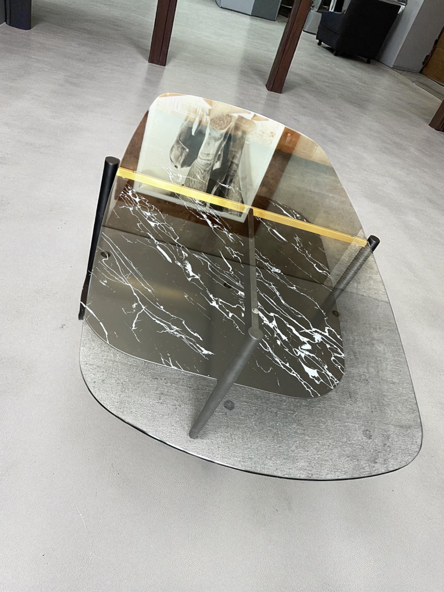 KARE Design Nobalese Oblong Glass & Marble-Effect Coffee Table