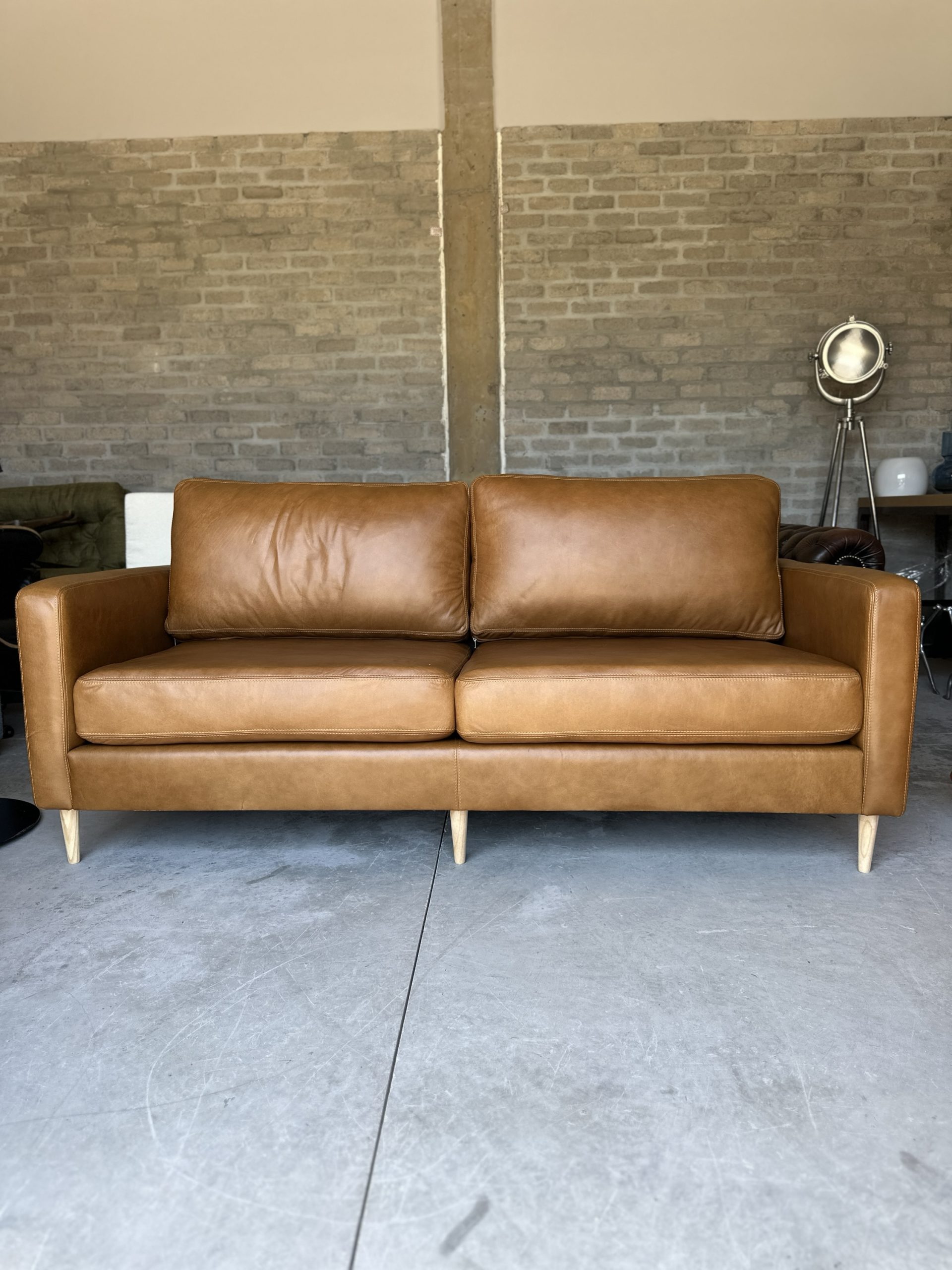 Apollo furniture original 3 seater tan leather couch